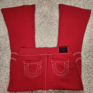 NEW True Religion Pull-On Flare Jeans Red Anniversary Large
